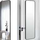 47x14 Mirror Full Body Length Door Hanging Rope Hang Wall Mounted Metal Frame Rectangle Mirrors for Bedroom Bathroom Dressing Living Room 47 inch Black