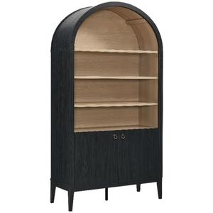 Modway Nolan Tall Arched Storage Display Cabinet in Black - 74 Inch Arch Bookshelf with Open and Closed Shelving - Modern Accent Cabinet for Living Room, Dining Room