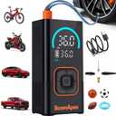 Tire Inflator Portable Air Compressor - Bike Pump with 2.88" Color Display, Real-Time Inflation Progress Bar, Air Pump with 0-150PSI Pressure Gauge, Memory Function & LED Light, Black Bike Accessories