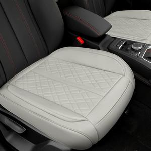 2 Pack Car Seat Cover for Front Car Seat Bottom,Premium PU Leather Seat Cushion Protector Upgraded Without Backrest with Storage Pocket,Full Wrapping Edge Works with Sedan SUV Pickup Minivan (Z GRAY)