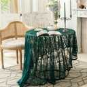 Green Lace Tablecloth Embroidered Elegant Floral Patterns Table Cloth Round Overlay Table Cover for Wedding Party Holiday Long Dinner Home Decor(Round-75, Green)