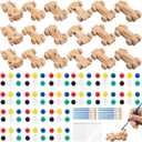 Moonld 24 Sets Race Car Party Favors Craft Kits Unfinished Wooden Cars Car DIY Paintable Cars Crafts to Paint for Race Car Party Favors Gifts Classroom Party Activity