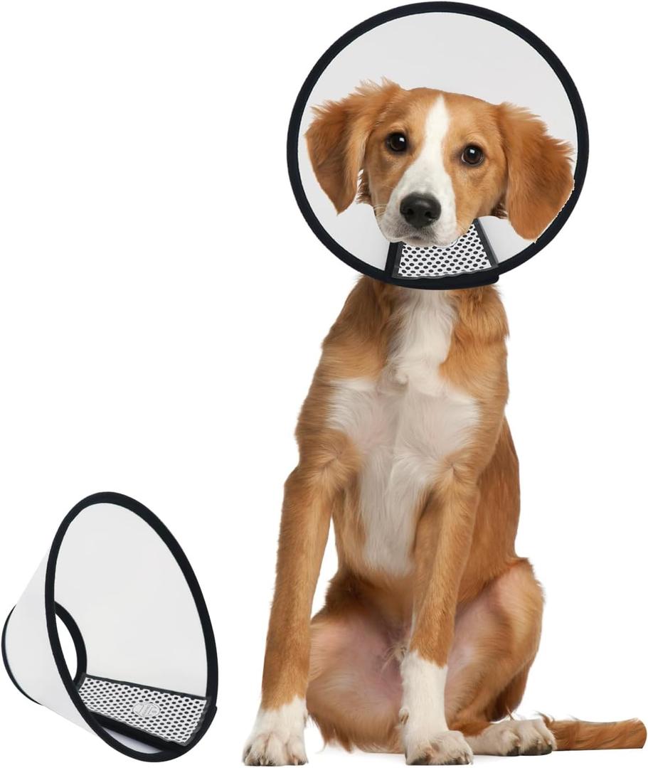 Dog Cone After Surgery, Adjustable Pet Recovery Collar for Dogs and Cats, Plastic Elizabethan Neck E-Collar Stop Licking Wounds (L) (L (Neck:13.8-15.7in))