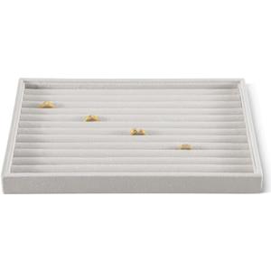 Velvet Ring Display Tray Stackable Multi Slot Jewelry Organizer for Rings Ear Studs Drawer Insert Accessories Showcase Storage (White)