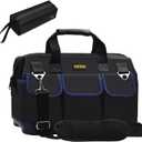 FASTECH 22 Inch Tool Bag, Waterproof Wide Mouth Tool Kit, Heavy Duty Tool Bag Organizer With Shoulder Straps and Molded Base, Tool Storage Package For Screwdrivers, Pliers, Nut Drivers (DarkBlue22IN)