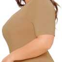 OYOANGLE Women's Plus Size Basic Short Sleeve Bodysuit Scoop Neck T Shirts Bodysuit (XL)