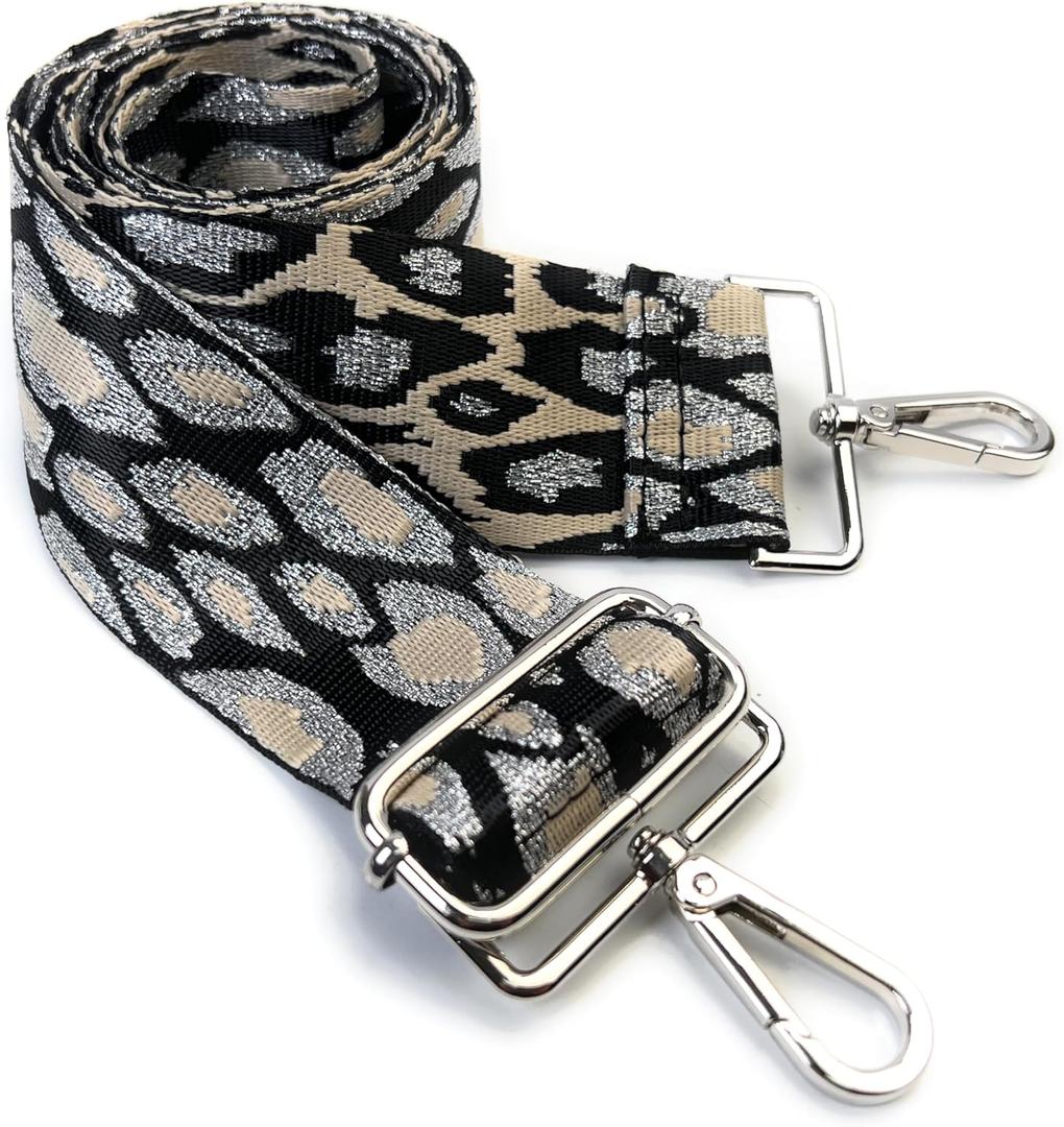 Purse Straps Replacement Crossbody 2 Inch Wide Animal Print Adjustable Shoulder Guitar Strap for Handbag