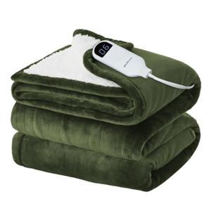 Bedsure Electric Blanket Full Size  Soft Flannel Heated Blanket, Fast Heating with 10 Time Settings & 6 Heat Settings, Warm Gift for Grandma (72x84 inches, Olive Green)