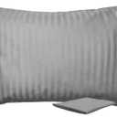ZPECC Toddler Pillow with Pillowcase - 13x18 Organic Cotton Hypoallergenic Kids Pillow, Baby Essentials for Travel Crib Daycare Stroller (Intended for Age 2 and up) Grey Stripe (2 Piece Set)