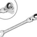 15mm Flex Head Ratchet Wrench, 12 Point Chrome Vanadium Steel Combination Spanner with 72 Tooth Ratcheting Gear, Metric Industrial Grade Tool for Automotive and Mechanical Maintenance