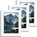 Hongkee 3.5x5 Picture Frame Set of 3 - Made of Real Glass and White Wooden Frame, 3.5 by 5 small Photo for Wall or Tabletop Display
