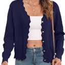 Women's Lightweight Cardigans Casual Long Sleeve V-Neck Button Print Sweaters Open Front Outerwear (Medium)