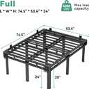 Superay 24 inch HIgh Full Bed Frame with Rounded Legs, Double Layer Design