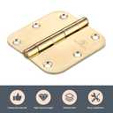 Door Hinges Polished Brass 3.5 Inch Interior Hinges 5/8" Radius - 18 Pack