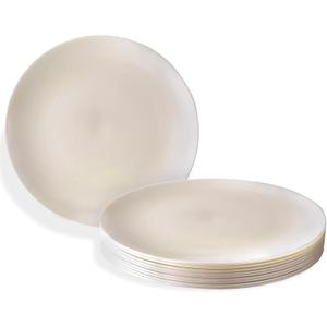 2 x Silver Spoons Opulence Collection Modern Cream Disposable Plastic Salad Plates - 9" (Pack of 10) - Perfect for Weddings, Parties & Special Events