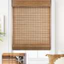 LazBlinds No Tools No Drill Cordless Bamboo Roman Shades, Light Filtering Window Treatment, Roll Up Bamboo Blinds for Window 25'' W x 64'' H, Tuscan B