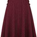 IDEALSANXUN Women’s Fall Winter High Waisted Wool Plaid A-line Long Skirt (Red, L)