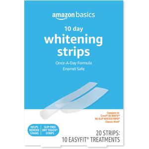 Amazon Basics 10 Day Teeth Whitening Strips Kit, 10 Treatments, 1-Pack (Previously Solimo)