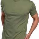 INTO THE AM Men's T-Shirts Soft Cotton Blend Crew Neck Tee  Athletic Fit Plain & Logo Basic T-Shirt for Men (Medium, Olive Green Heather)