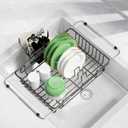 Expandable Dish Drying Rack for in-Sink, Over-Sink, and Counter Use, Dish Drainer with Removable Cutlery Holder, Space Saving & No Assembly Needed 10.5" W x 15" L (Medium)