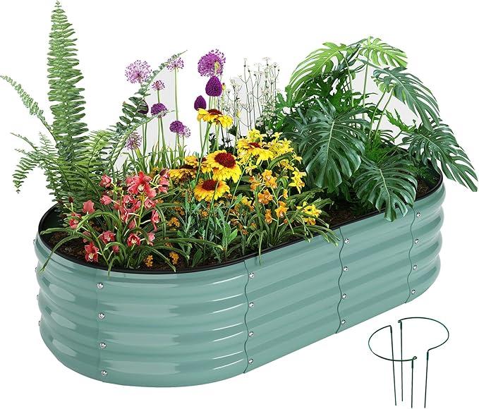 AmazStove Galvanized Raised Garden Bed, 4x2x1 FT Thickening Planter Boxes Outdoor, Raised Beds for Gardening, Easy Assembly Large Garden Bed for Vegetables, Fruits, Flowers (1-Pack) AmazStove Galvanized Raised Garden Bed, 4x2x1 FT Thickening Planter Boxes Outdoor, Raised Beds for Gardening, Easy Assembly Large Garden Bed for Vegetables, Fruits, Flowers (1-Pack)