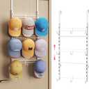 SWTYMIKI Over Door Hat Organizer - 3 Tier Metal Adjustable Wall Mounted Hat Rack with 9 Hooks Design, Hanging Baseball Cap Organizer Storage Holds up to 27 Caps for Door, Bedroom, Closet