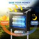 Solar Bug Zapper Outdoor, PhatroyYee Mosquito Zapper 4500V, Waterproof Portable Fly Zapper, Rechargeable Electric Mosquito Killer, Cordless Fly Insect Mosquitos Trap for Patio Yard Home Garden Camping