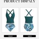 ZAFUL Womens Tankini Swimsuits Tummy Control Bathing Suits 2 Piece Swimwear with High Waist Swim Bottom, M