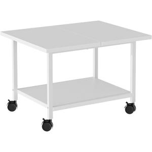 Printer Stand with Storage Under Desk Shelf, Desktop Printer Stand Organizer, Rolling Printer Cart Storage Paper Files Holder for Desk, Office, Home, (White)