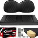 Premium Golf Cart Front Seat Replacement Cushion for Club Car Precedent, Club Car Seat Cushion Assembly Kit - Bottom Cushion & Backrest, Black (Without Armrest)