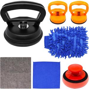 Dent Puller, Car Dent Puller Kit, Dent Puller Suction Cup, Pulling Small Dents Out of Car, Dent Remover, Car Dent Plunger, for Cars Body, Glass, Screen, Tiles Lifting, Objects Moving(7Pcs Set) (Black and Orange)