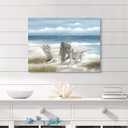 The Stream Design Coastal Beach Canvas Wall Art: Seascape Painting Blue Ocean Wave Picture Relaxing Tropical Sea Scene Print 24x18 Summer Landscape Artwork for Bedroom Living Room