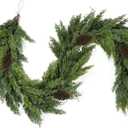 6FT Artificial Cedar Christmas Garland for Mantle Christmas Decorations Real Touch Realistic Greenery Faux Pine Garlands for Xmas Home Decoration Fake Winter Indoor Outdoor Garland Door Decor