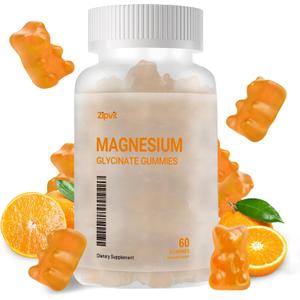 2 x Magnesium Glycinate Gummies 1000mg - Sugar Free Magnesium Potassium Supplement with Vitamin D, B6, CoQ10 for Calm Mood & Sleep Support - 60 Orange Gummies
