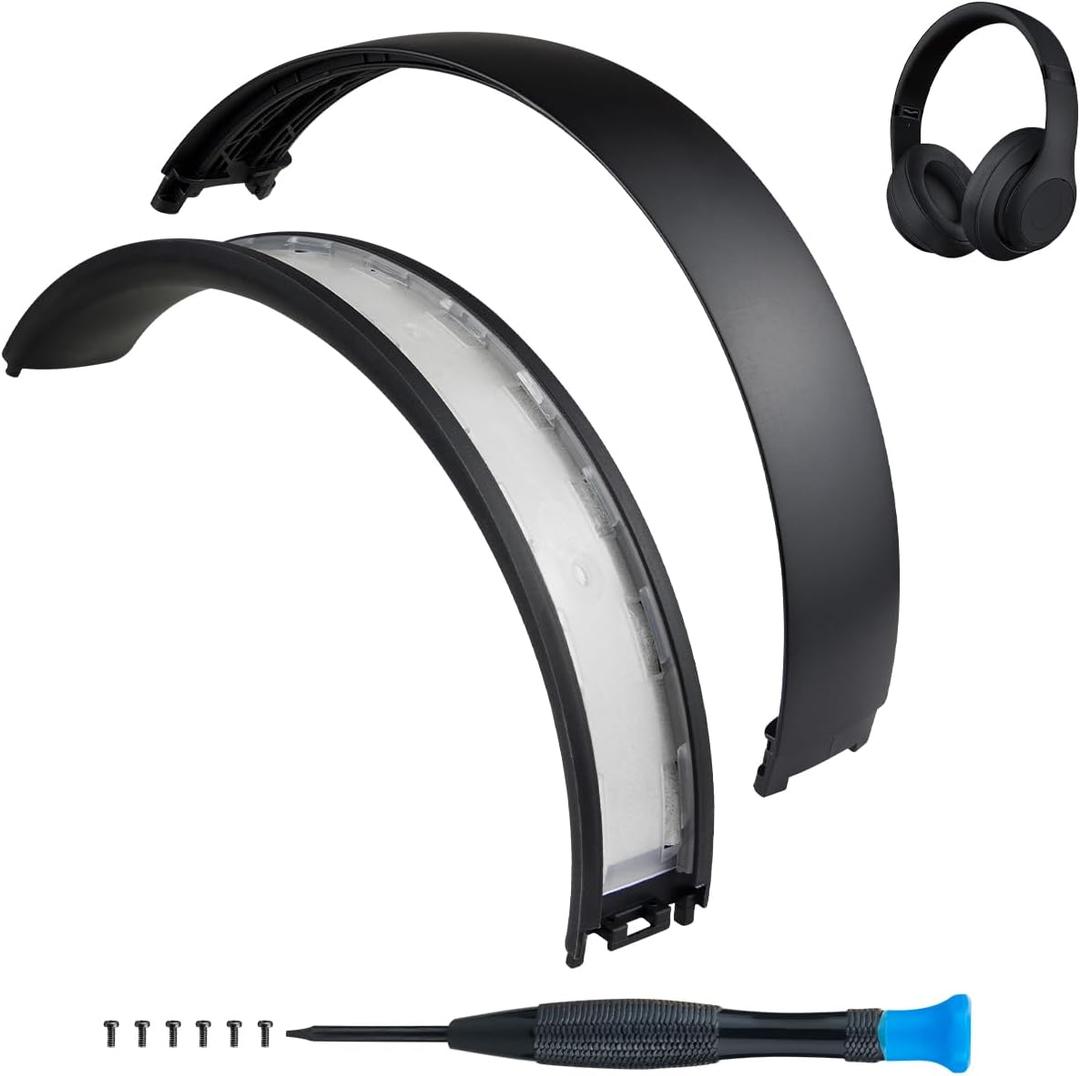 SOPROM Top & Bottom Rubber Headband Kit for Beats Studio 3 & Studio 2 Wired & Wireless Headphones, Durable Silicone & Plastic Repair Kit for Replacement Headstrap Pads (Studio3-Matte Black)