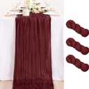 MLMC 3 Pack Burgundy Red Valentines Table Runner 10ft Rustic Gauze Wine Red Cheese Cloth Table Runner Cheesecloth Centerpiece for Wedding Holiday Anniversary Events Valentine's Day Decor