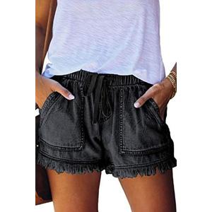 HVEPUO Women Casual Summer Shorts Elastic High Waisted Short Pants with Pockets M