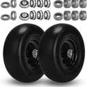 11x4.00-5 Lawn Mower Tires Flat Free and Wheel, 11x4-5 Smooth Solid Front Tires for Zero Turn Mower, 350Lbs Load, 3/4", 5/8" and 1/2" Bearings, 3.4"-5.8" Hub for Residential Commercial, 2PCS