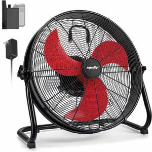 18" Brushless Cordless Floor Fan Compitable with Milwaukee 18V Battery(Tool Only), 2500 CFM Quiet Industrial Fan with AC Adapter, 5 Speeds 360°Tilt Portable Metal Shop Fan for Garage Jobsite Camping
