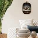 Yjeslw Vintage Christmas Pine Cone Octagon Wall Art Decor, Rustic Christmas Framed Canvas Prints, Holiday Winter Xmas Botanical Wall Hanging Decorations for Home Living Room Decor, 10.2x7 Inches (strobile)