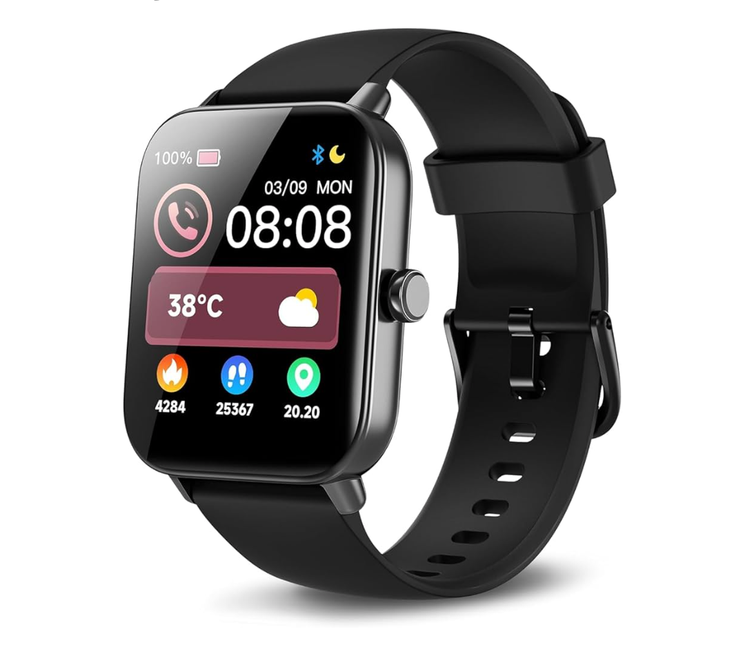 Smart Watches for Men Women, Alexa Built-in, 1.8" Smartwatch with Heart Rate/SpO2/Sleep/Stress, IP68 Waterproof Fitness Tracker with Bluetooth Call (Answer/Make), 101+ Sports Modes, for Android iPhone black