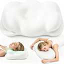 Cloud Support Pillow Sleep Support Pillow, Memory Ergonomic Pillows for Neck Pain Relief with Breathable Pillowcase, 3 Sleep Zones, 2 Types of Neck Support, Suitable for Back/Side/Stomach Sleeping, Medium
