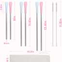 OUTXE Anti Wrinkle Straw 6 Pcs, Flat Wide Drinking Straw for Stanley Cup 40 oz 30 oz, Reusable Wrinkle Free Long Stainless Steel Metal Straw for Lip with Cleaning Brush and Carrying Bag