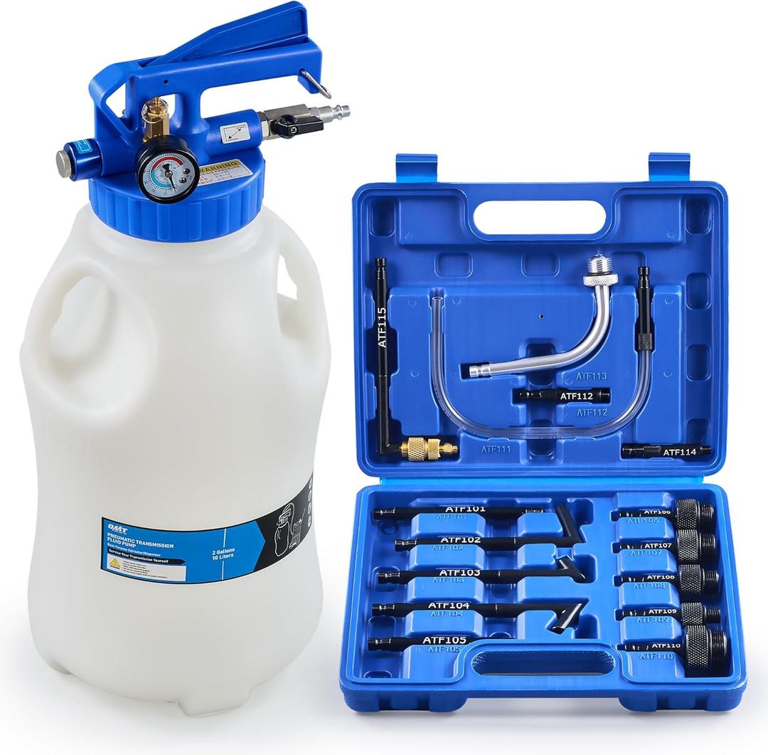 Orion Motor Tech Oil Extractor Pump and Dispenser Tool Kit, 10L Pneumatic Transmission Fluid Bleeder Set, 2.6gal 2 Way Vacuum Fluid Evacuator and Filler Oil Change Kit 15 ATF Refill Adapters 3 Hoses