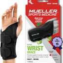MUELLER Sports Medicine Green Fitted Wrist Brace for Men and Women, Wrist Pain Relief Support, Ideal for Carpal Tunnel, Tendonitis, Arthritis, Right Hand, Black, Small/ Medium