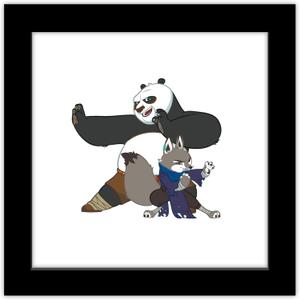 Trends International Gallery Pops Kung Fu Panda 4 - Po & Zhen Group Art Wall Art, Black Framed Version, 12" x 12" Gallery Pops Wall Art
