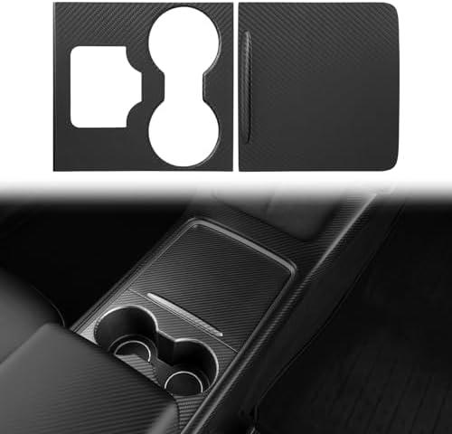 Leeiion Center Console Wrap Compatible with Tesla Model 3 Model Y 3K Real Carbon Fiber Console Cover Interior Decoration Wrap Kit 2PCS Accessories for Tesla Model 3/Y 2020-2023(Matte Carbon Fiber)