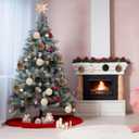 15pcs Christmas Tree Ornaments Velvet Ball,2.36in Flocked Decoration Balls,Shatterproof Multicolor Green Christmas Ornaments Set,Suitable for Xmas Trees,Fireplaces,Room Decorations