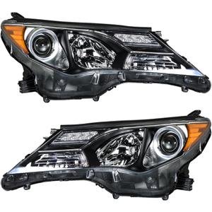 WFLNHB Front Headlights Assembly Replacement for Toyota RAV4 2013 2014 2015 Projector Black Headlights Headlamps Driver and Passenger Side