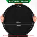 PATIKIL 4 Pack Plastic Plant Saucer, 20 Inch Plant Tray for Pots Round Plant Dish Plant Drip Trays Water Tray for Indoors Outdoors Garden, Black